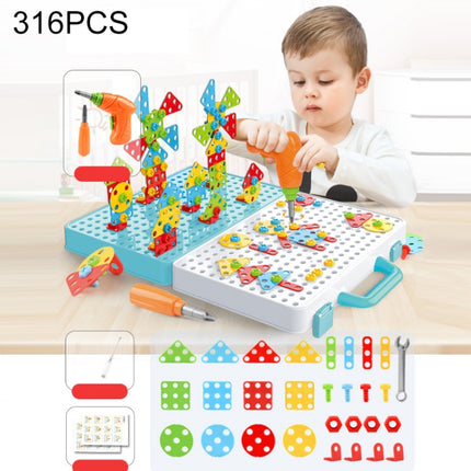 Children Screw-Tightening Electric Drill Toy Manual Assembly Toolbox, Style:, 2D Plane + Manual Drill (188 PCS), 2D Plane + Electric Drill (189 PCS), 3D + Manual Drill (275 PCS), 3D + Electric Drill (276 PCS), 3D + Electric Drill (316 PCS)�������������...