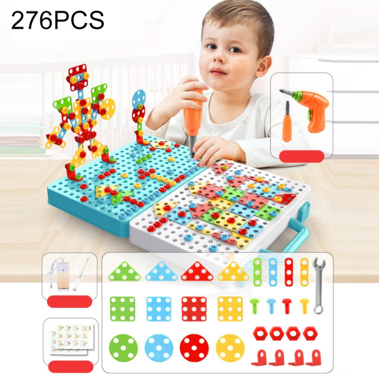 Children Screw-Tightening Electric Drill Toy Manual Assembly Toolbox, Style:, 2D Plane + Manual Drill (188 PCS), 2D Plane + Electric Drill (189 PCS), 3D + Manual Drill (275 PCS), 3D + Electric Drill (276 PCS), 3D + Electric Drill (316 PCS)�������������...