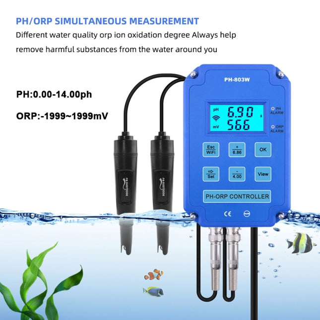 KL-803W Mobile Phone WIFI Monitoring Digital Acid-Base And Redox Controller Household PH Meter, EU Plug
