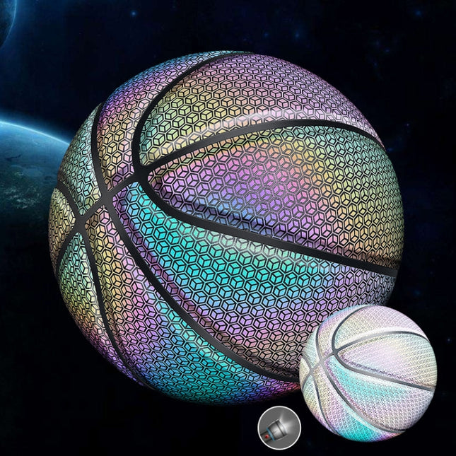 MILACHIC Number 7 Holographic Reflective Basketball Visible at Night Rainbow Star Basketball