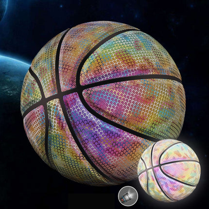 MILACHIC Number 7 Holographic Reflective Basketball Visible at Night Rainbow Star Basketball
