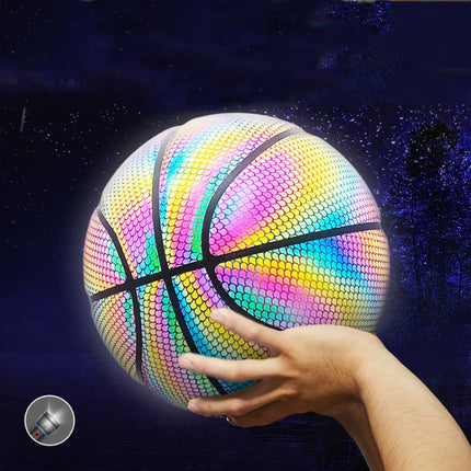 MILACHIC Number 7 Holographic Reflective Basketball Visible at Night Rainbow Star Basketball