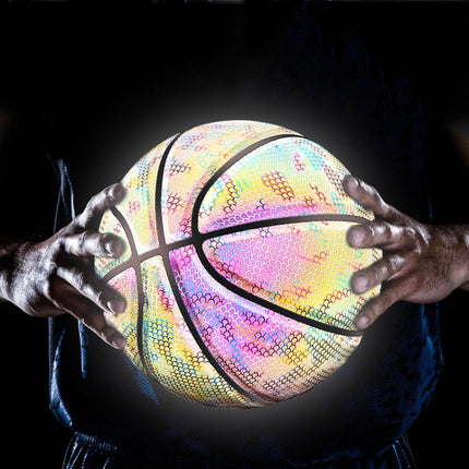 MILACHIC Number 7 Holographic Reflective Basketball Visible at Night Rainbow Star Basketball