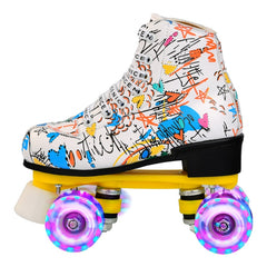 Adult Children Graffiti Roller Skates Shoes Double Row Four-Wheel Roller Skates Shoes