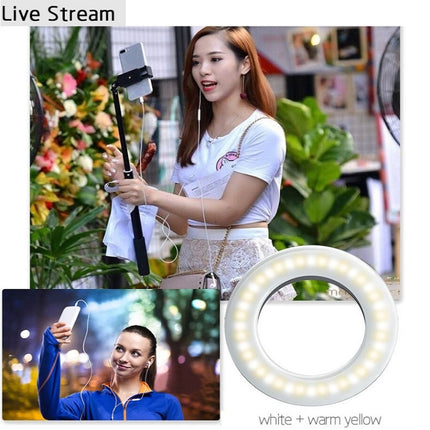Mobile Phone Live Selfie Light LED Beauty Ring Fill Light, White, Pink, Black