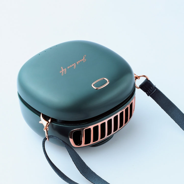 Lazy Hanging Neck Small Fan Usb Rechargeable Mini Portable Leafless Fan, Vintage Green, Cherry Blossom Powder, White