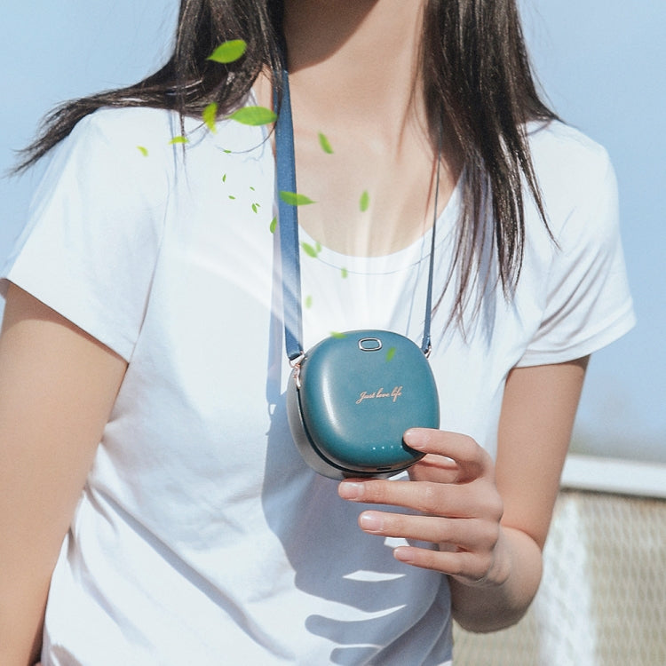 Lazy Hanging Neck Small Fan Usb Rechargeable Mini Portable Leafless Fan, Vintage Green, Cherry Blossom Powder, White