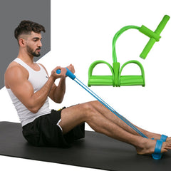 Multifunctional Four-Tube Pedal Puller Pedal Elastic Rope Sit-Ups Aid Abdomen Fitness Equipment, Green, Purple, Blue, Red, Yellow