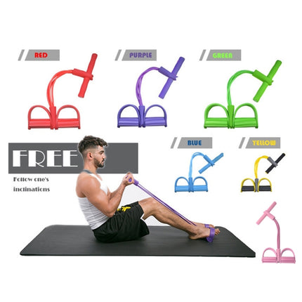 Multifunctional Four-Tube Pedal Puller Pedal Elastic Rope Sit-Ups Aid Abdomen Fitness Equipment, Green, Purple, Blue, Red, Yellow