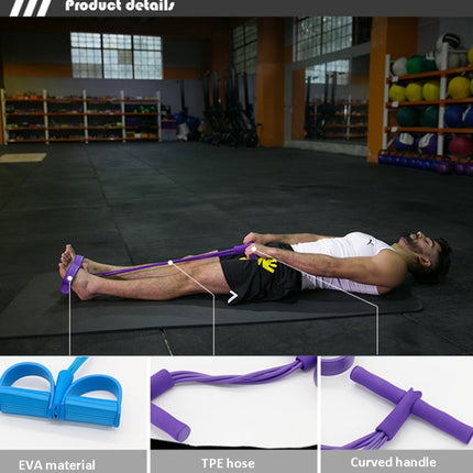 Multifunctional Four-Tube Pedal Puller Pedal Elastic Rope Sit-Ups Aid Abdomen Fitness Equipment, Green, Purple, Blue, Red, Yellow