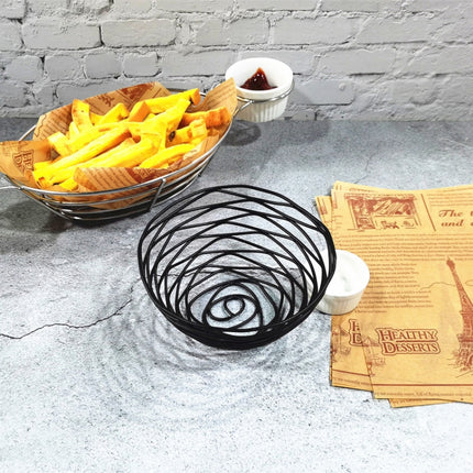 Wrought Iron Fruit Portable Storage Basket Bread French Fries Fried Snacks Portable Basket, Double Cup Egg-shaped, Double Cup Round, Single Cup Boat, Square Short Basket, Rectangular Short Basket, Large Round Wire, Small Round Wire, Large Messy Wire   ...