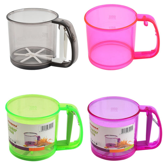 Convenient Hand-Held Flour Sieve Icing Sugar Sieve Baking Tool, Translucent Rose Red, Translucent Fluorescent Green, Translucent Pink, Translucent Brown