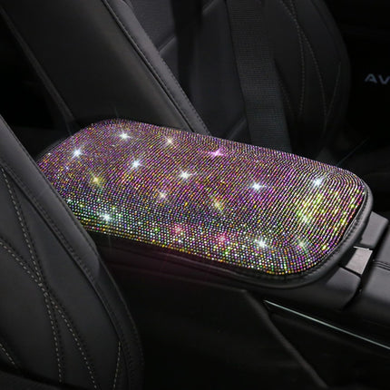 Car Diamond Armrest Box Cushion Personalized Car Decorations Dirt And Non-Slip, Black Colorful Diamond, Black White Diamond, Black Blue Diamond, Black Green Diamond