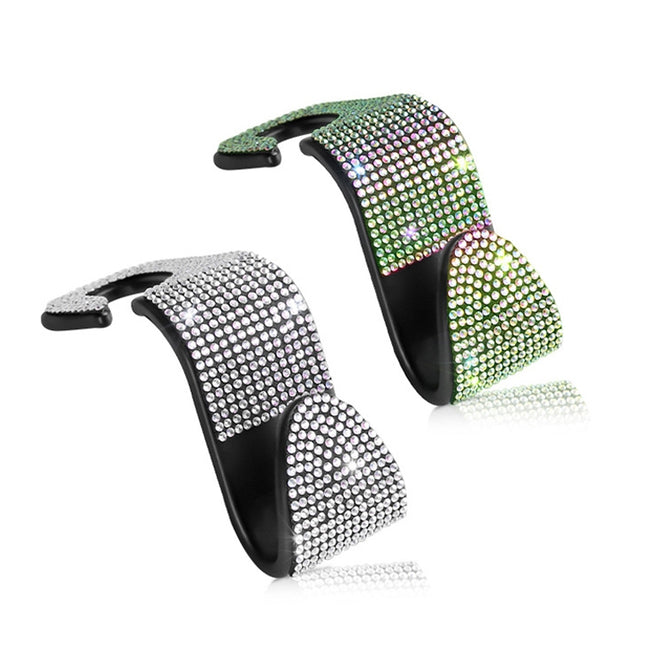 3 PCS Car Rear Seat Hooks Car Seats Multi-Function Diamond-Studded Hooks, White Diamond, Colorful Diamond, Black Diamond, Blue Diamond, Emerald, Gray Diamond, Pink Diamond, Red Diamond