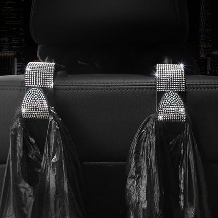 3 PCS Car Rear Seat Hooks Car Seats Multi-Function Diamond-Studded Hooks, White Diamond, Colorful Diamond, Black Diamond, Blue Diamond, Emerald, Gray Diamond, Pink Diamond, Red Diamond