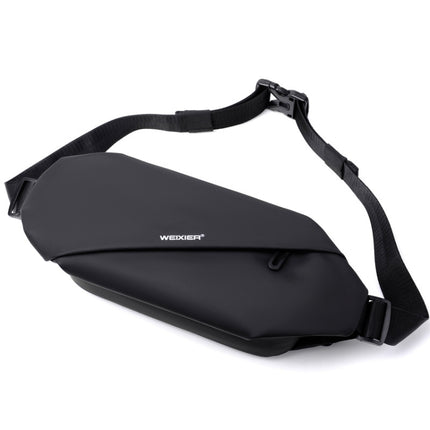 WEIXIER 8641 Men Running Waterproof Waist Bag Multifunctional Chest Bag Sports Leisure One-Shoulder Bag, Black, Dark Gray