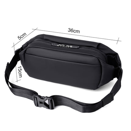 WEIXIER 8641 Men Running Waterproof Waist Bag Multifunctional Chest Bag Sports Leisure One-Shoulder Bag, Black, Dark Gray