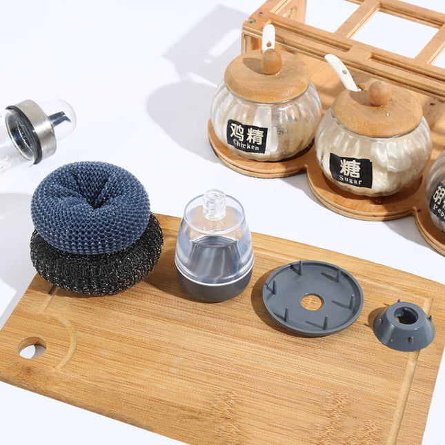 Multifunctional Push-Type Cleaning Brush Kitchen Detergent Automatic Liquid Addition Dishwashing Brush, Steel Ball Pot Brush, PET Pot Brush