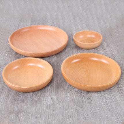 Round Fruit Plate Salad Bowl Thick Wood Dried Fruit Plate Fruit Sushi Plate