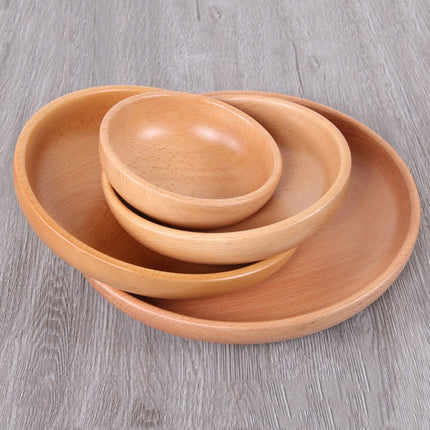 Round Fruit Plate Salad Bowl Thick Wood Dried Fruit Plate Fruit Sushi Plate