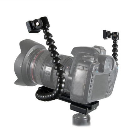 Flexible Dual Arm Hot Shoe Flash Bracket Mount Holder Bracket
