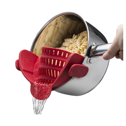 Wide Mouth Silicone Drainer Pot Side Drain To Block Fruit Noodle Strainer, Green, Red, Dark Gray, Black, Purple, Orange