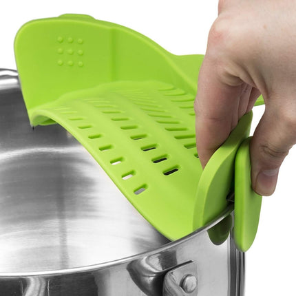 Wide Mouth Silicone Drainer Pot Side Drain To Block Fruit Noodle Strainer, Green, Red, Dark Gray, Black, Purple, Orange