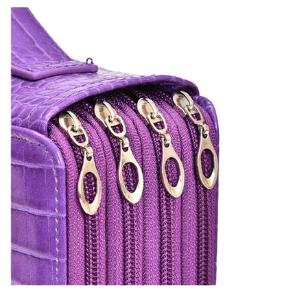 200 Hole Art Painting Pen Storage Bag Large-Capacity Crocodile Pattern PU Pencil Bag, Black, Purple, Brown, Sapphire, Gray, Khaki Rose, Blue Rose, Green Rose, Pink Rose, Rose Red, Lake Blue