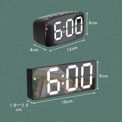 Mirror Bedside Alarm Clock Battery Plug-In Dual-Purpose LED Clock, Arc-shaped Black Shell (Mirror White Light), Rectangular Black Shell (Mirror White Light), Arc-shaped Black Shell (Black Surface White Light)                                            ...