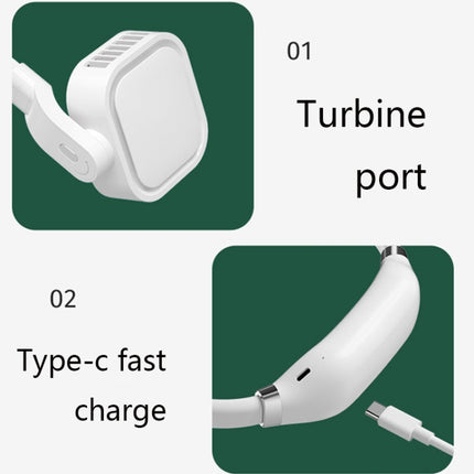 G2 Hanging Neck Leafless Fan Outdoor Student Sports Mini USB Silent Fan, 2000MAH Night Green, 4000MAH Girl Powder