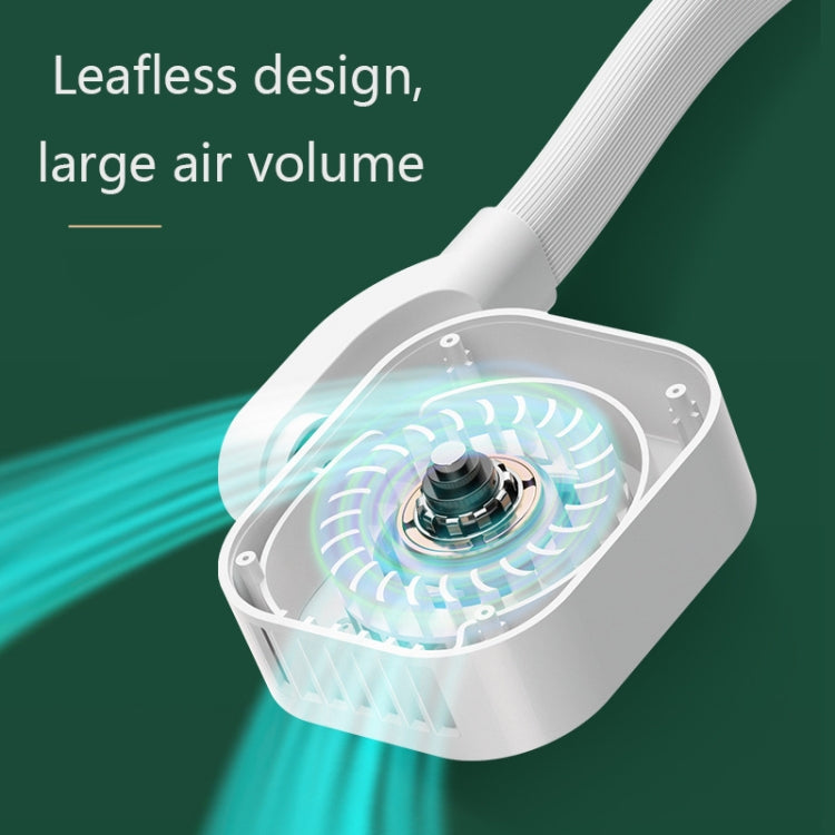 G2 Hanging Neck Leafless Fan Outdoor Student Sports Mini USB Silent Fan, 2000MAH Night Green, 4000MAH Girl Powder