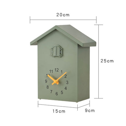 T60 Cuckoo Clock The Bird Reports On The Hour Clock, White, Green, Blue, Gray Top, Orange Top