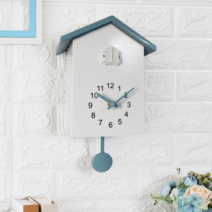 T60 Cuckoo Clock The Bird Reports On The Hour Clock, White, Green, Blue, Gray Top, Orange Top