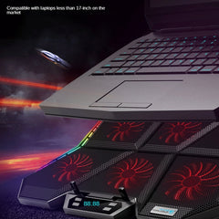 COOLCOLD RGB Notebook Radiator Six Fan Adjustable Laptop Cooling Base, 5V Speed  Colorful Version, 5V Touch 12 Symphony Version