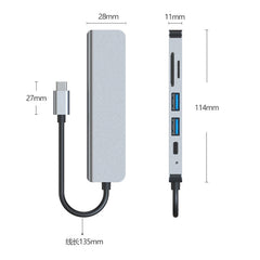 6 In 1 USB-C / Type-C To 4K HDMI + SD / TF Card Slot + PD USB-C / Type-C Charging + 2 USB 3.0 Ports Multifunctional HUB Docking Station, 6 In 1