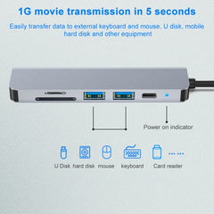 6 In 1 USB-C / Type-C To 4K HDMI + SD / TF Card Slot + PD USB-C / Type-C Charging + 2 USB 3.0 Ports Multifunctional HUB Docking Station, 6 In 1