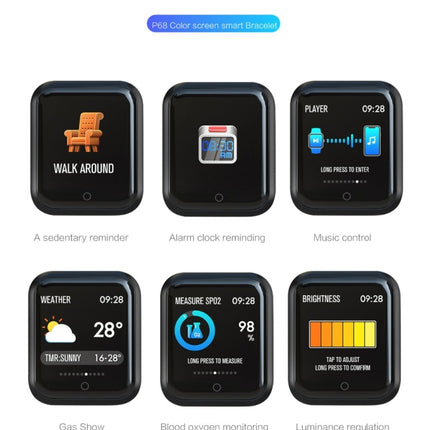 P68 Smart Watches Heart Rate Monitor Blood Pressure Activity Tracker for Xiaomi Band 3 Huawei Color Band 2, TBD056989501A, TBD056989501B, TBD056989501C, TBD056989501D, TBD056989501E, TBD056989501F, TBD056989501G