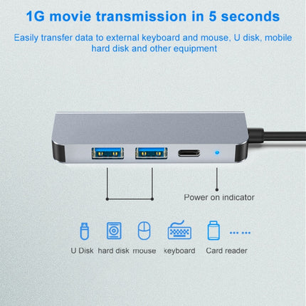 BYL-2011 4 In 1 USB-C / Type-C To 4K HDMI + USB 3.0 + USB 2.0 + PD USB-C / Type-C Charging Ports Multifunctional HUB Docking Station, 4 In 1