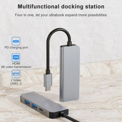 BYL-2011 4 In 1 USB-C / Type-C To 4K HDMI + USB 3.0 + USB 2.0 + PD USB-C / Type-C Charging Ports Multifunctional HUB Docking Station, 4 In 1