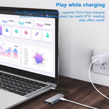 BYL-2011 4 In 1 USB-C / Type-C To 4K HDMI + USB 3.0 + USB 2.0 + PD USB-C / Type-C Charging Ports Multifunctional HUB Docking Station, 4 In 1