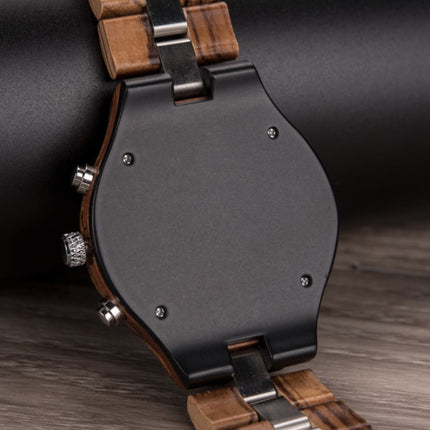 D21 Men Wooden Strap Stainless Steel Luminous Waterproof Watch