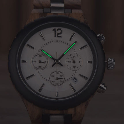 D21 Men Wooden Strap Stainless Steel Luminous Waterproof Watch