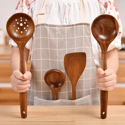 Non-Stick Pot Wood Shovel Teak Cooking Pot Shovel Tableware, Sweet Spoon, Saving Spoon, Bent Spoon, Mixing Spoon, Filter Spoon, Curved Shovel, Thickened Oblique Shovel, Curved Spatula, Small Spoon, Medium Spoon, Long Handle Spoon, Long Handle Filter Spoon