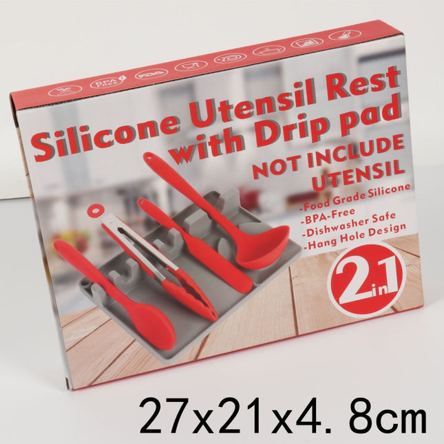 2 in 1 Kitchen Silicone Spoon Holder Shelf, Large (Gray), Medium (Gray), Large (Black), Medium (Black), Large (Red), Medium (Red), Large (Blue), Medium (Blue), Large (Orange), Medium (Orange), Large (Green), Medium (Green)