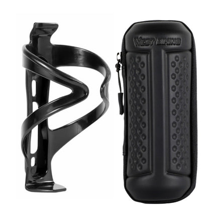 WEST BIKING 1.2L Bicycle EVA Hard Shell Water Bottle Bag With Bottle Cage, Rack+A Black Bag, Rack+B Frosted Black
