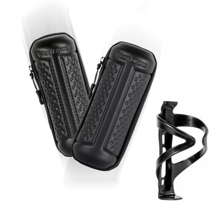WEST BIKING 1.2L Bicycle EVA Hard Shell Water Bottle Bag With Bottle Cage, Rack+A Black Bag, Rack+B Frosted Black