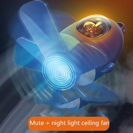 MF023 Airplane Night Light Ceiling Fan Household USB Remote Control Fan, Blue, White