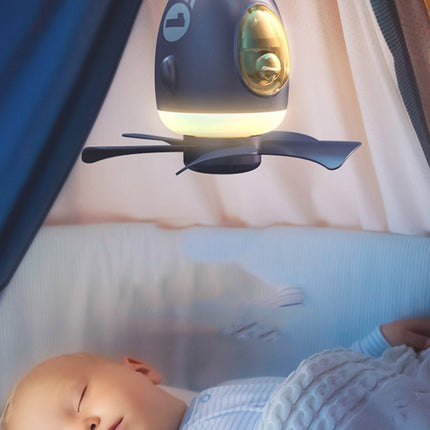 MF023 Airplane Night Light Ceiling Fan Household USB Remote Control Fan, Blue, White