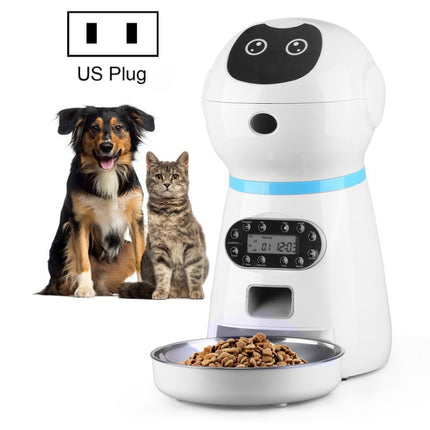 Pet Auto Feeding Intelligent Feed Stainless Steel Food Dish, US Plug, UK Plug, EU Plug, AU Plug, USB Cable