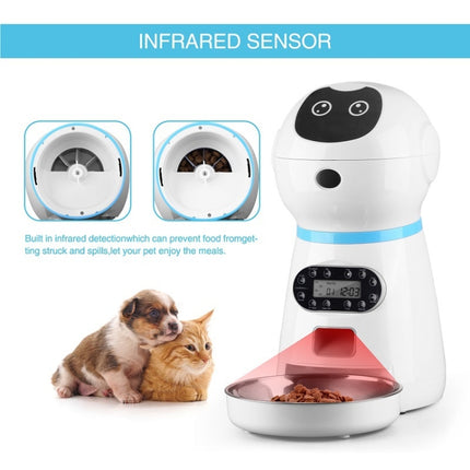 Pet Auto Feeding Intelligent Feed Stainless Steel Food Dish, US Plug, UK Plug, EU Plug, AU Plug, USB Cable